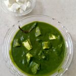 Palak paneer recipe without using cream served in a bowl