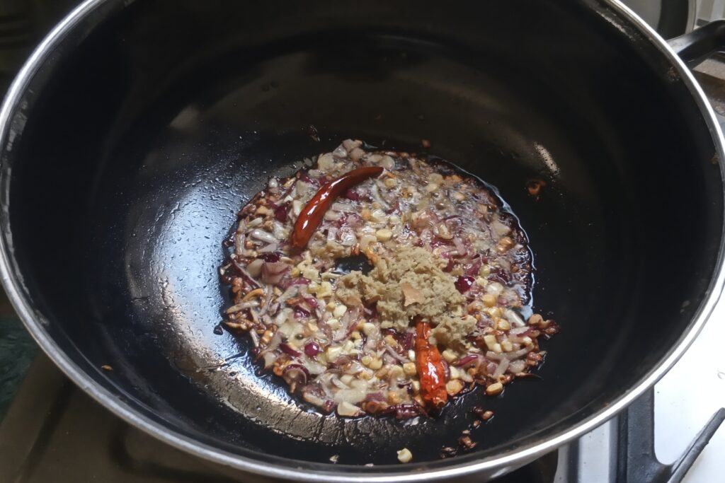 Sauteing onion garlic and ginger masala