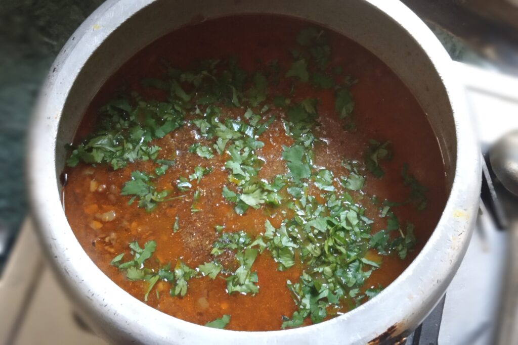 Sabut urad dal garnished with coriander