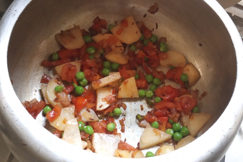 sauteing all the vegetables