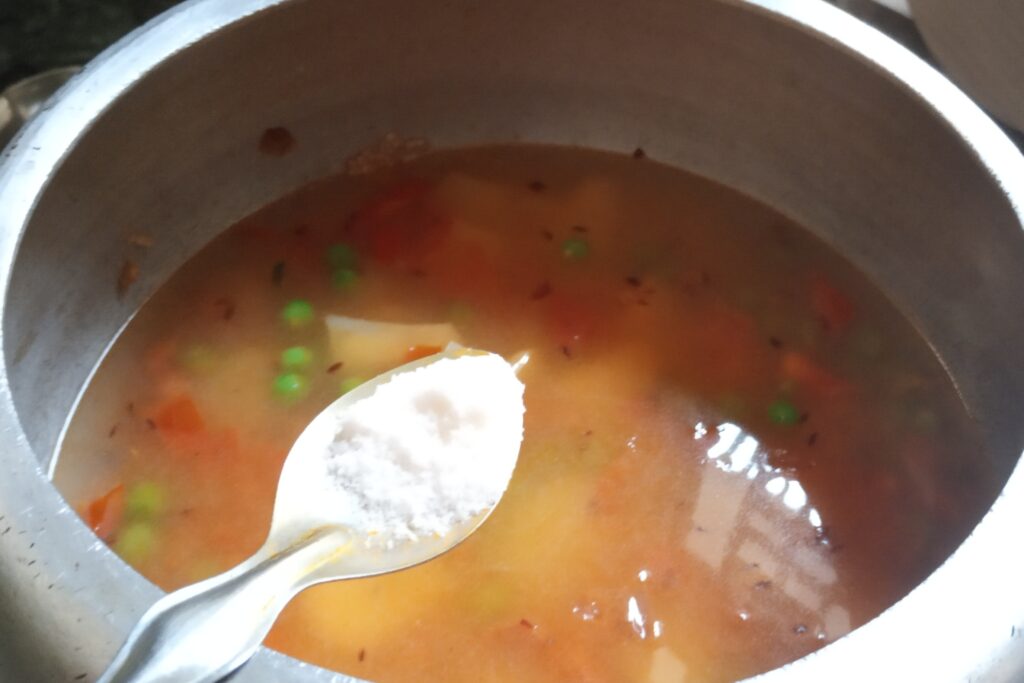 adding water and salt