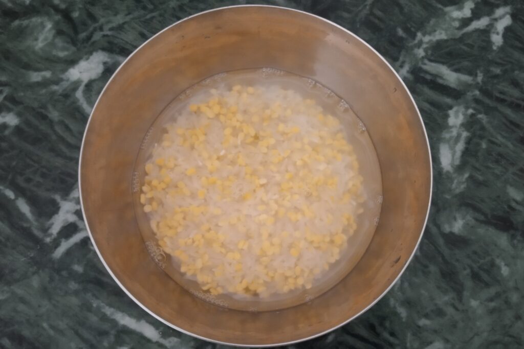 soaked rice and moong dal