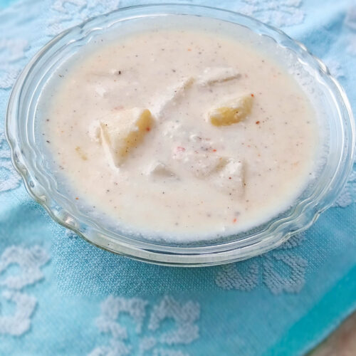 aloo raita recipe served in a bowl
