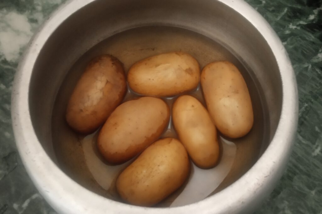 boiled potatoes after cooking