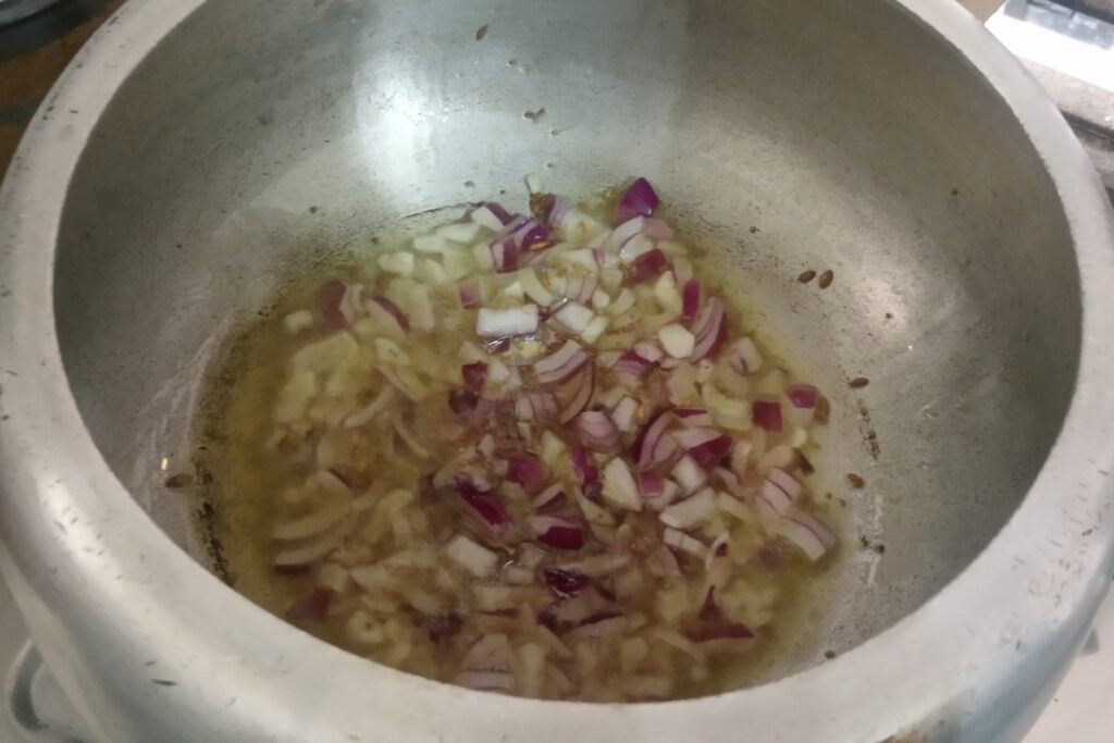 sauteing chopped onion
