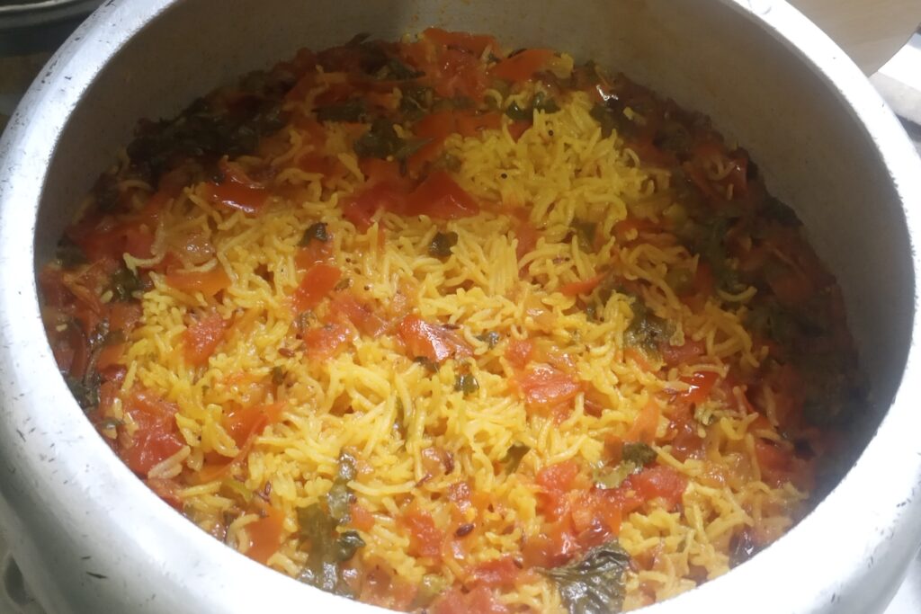 the tomato rice is ready