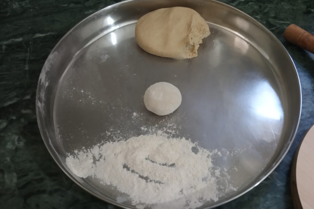 making a doughball from dough