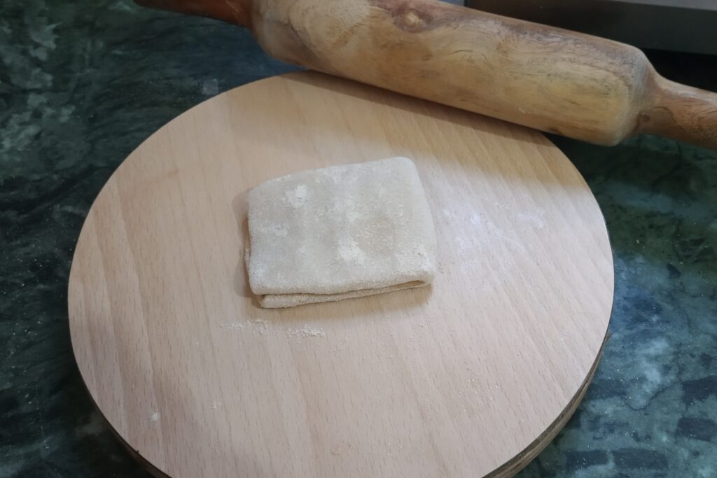 sprinkle flour on square