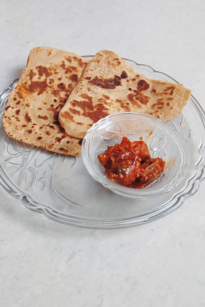 plain paratha recipe served with pickle