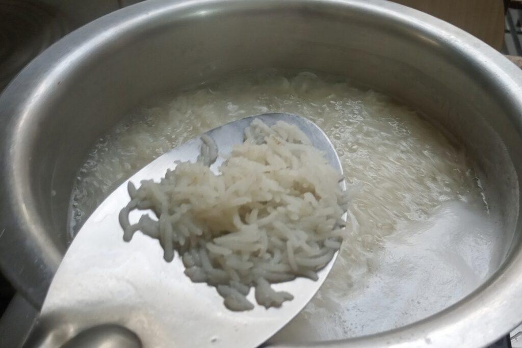 the rice is almost cooked