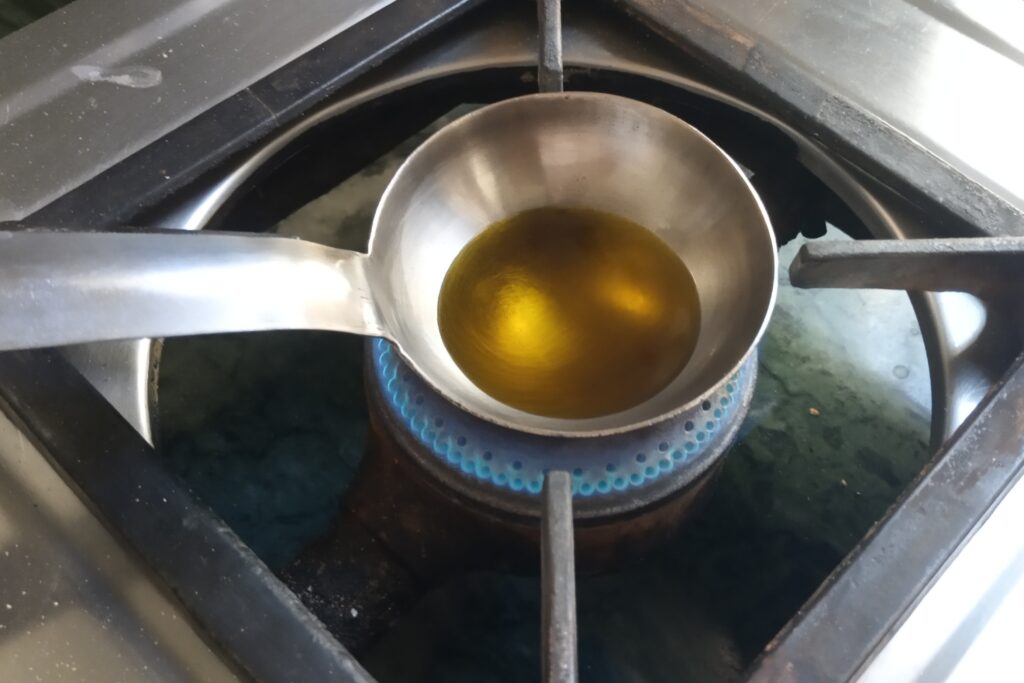 heating oil on medium heat