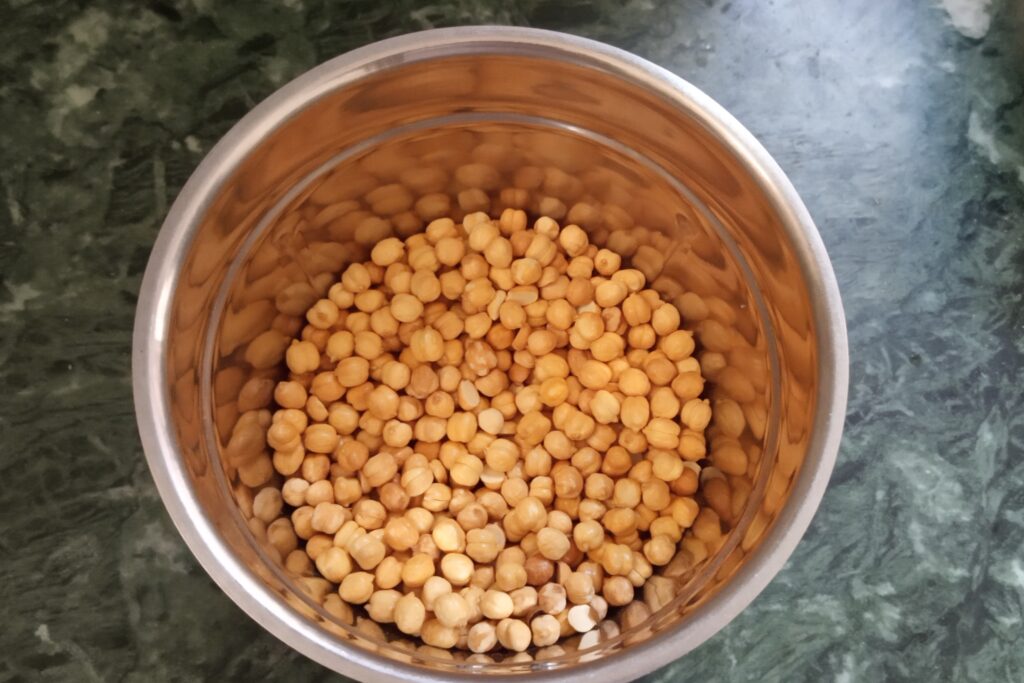 roasted chickpeas in a grinder