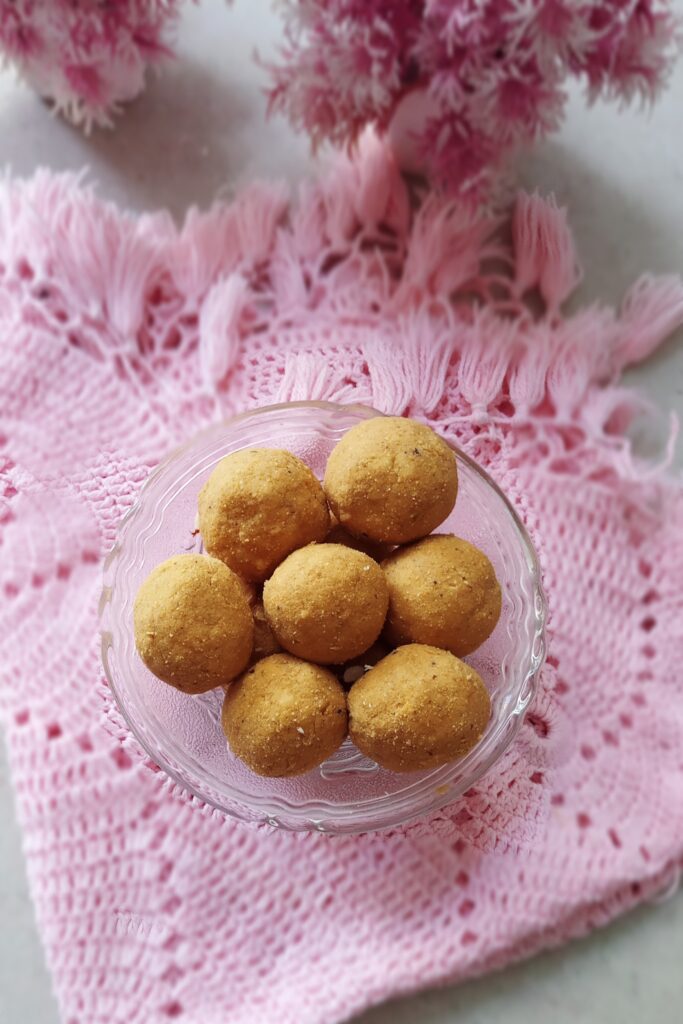 healthy sattu ladoo recipe served in a bowl
