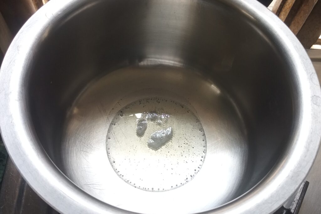 heating ghee in a pot