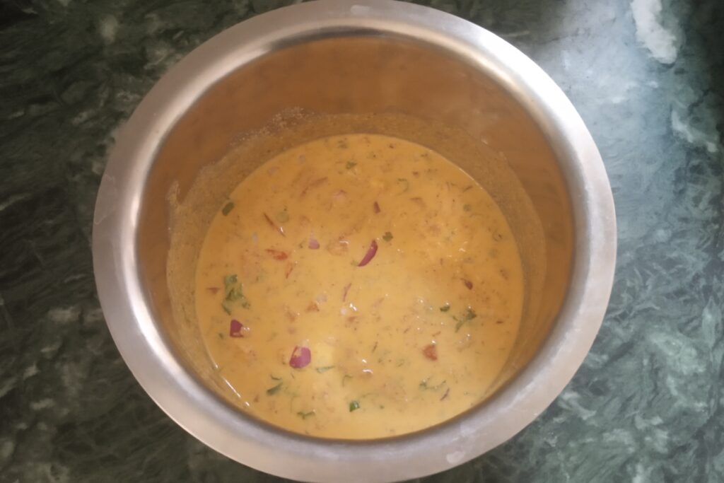 the mixture is ready for sattu chilla