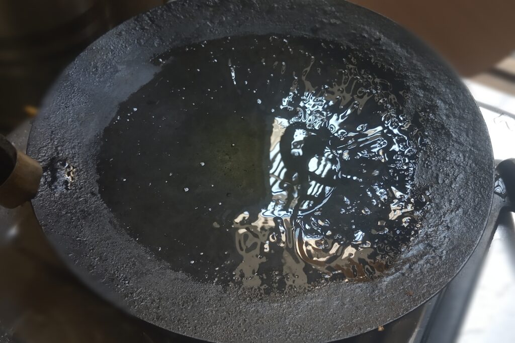 heating tawa on medium heat