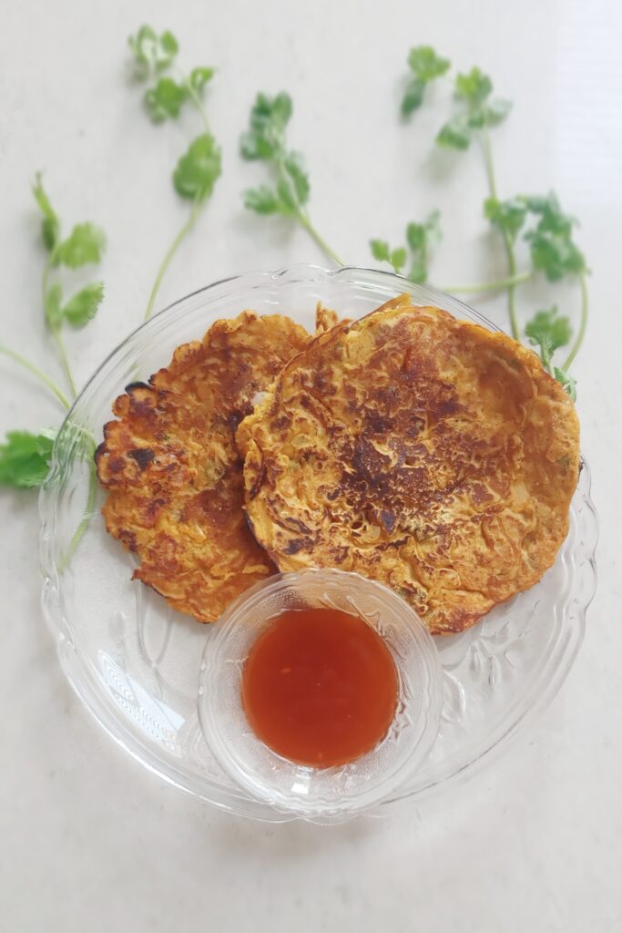 top shot of nutritious sattu chilla recipe
