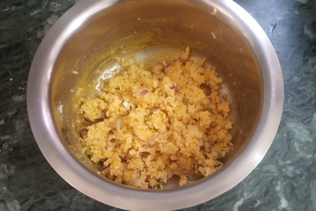 making mixture for pakoras