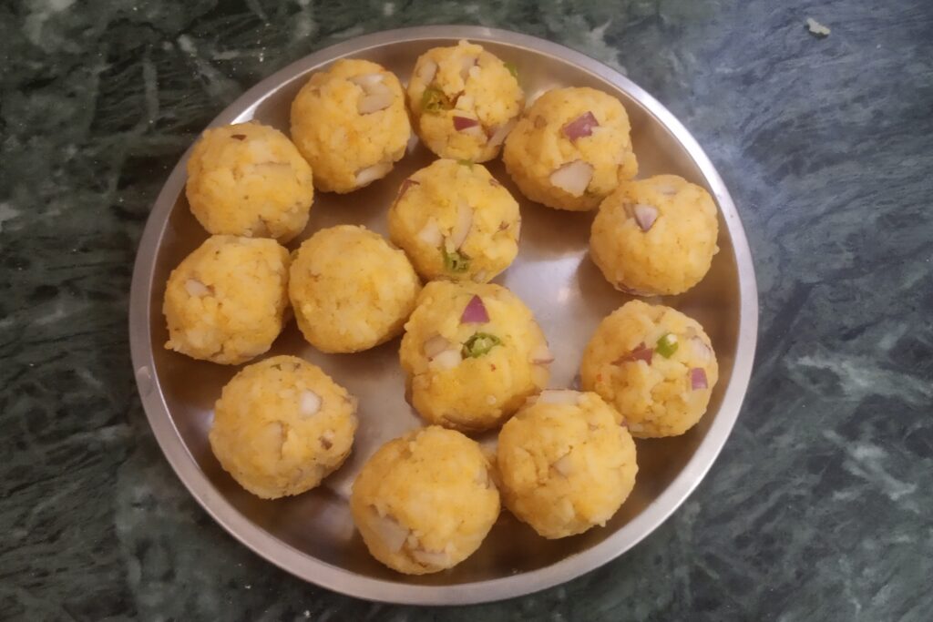 balls of mixture in a plate