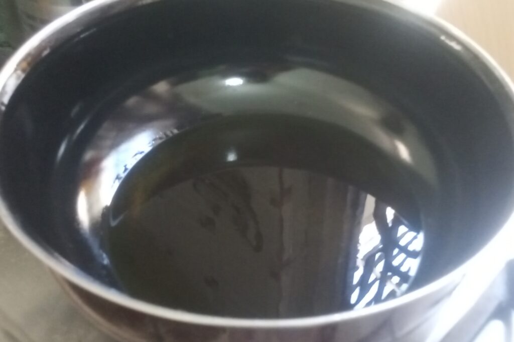 heating oil in a kadai