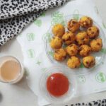 leftover rice pakora served with ketchup and tea