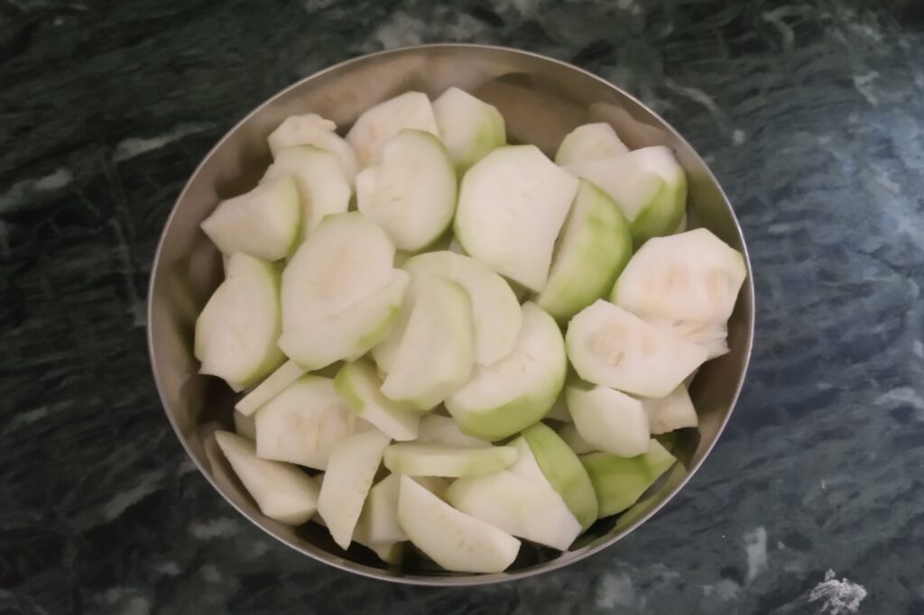 sliced apple gourds in a bowl 
