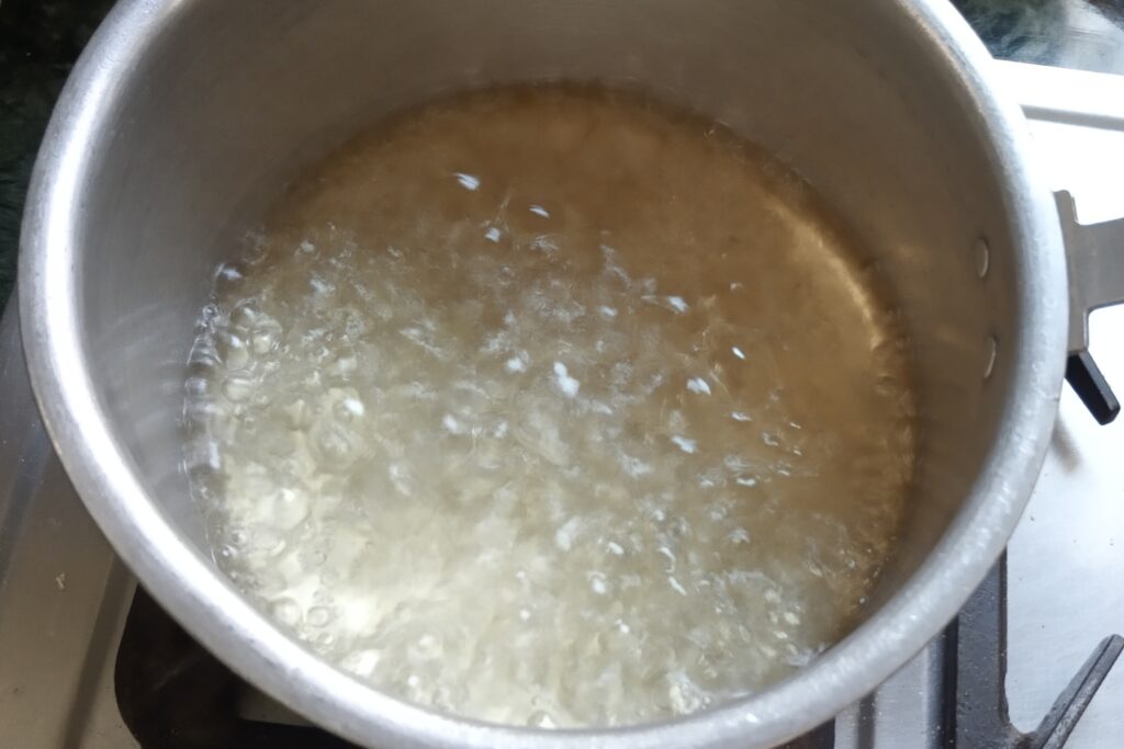 boiling sugar and water together