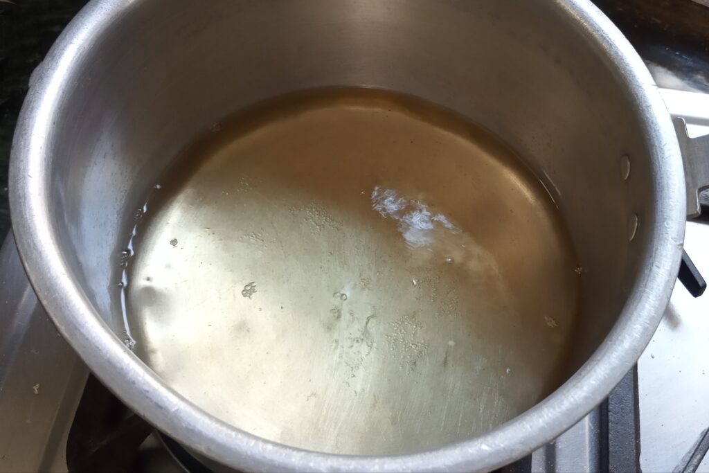 the sugar mixture is ready in a pan