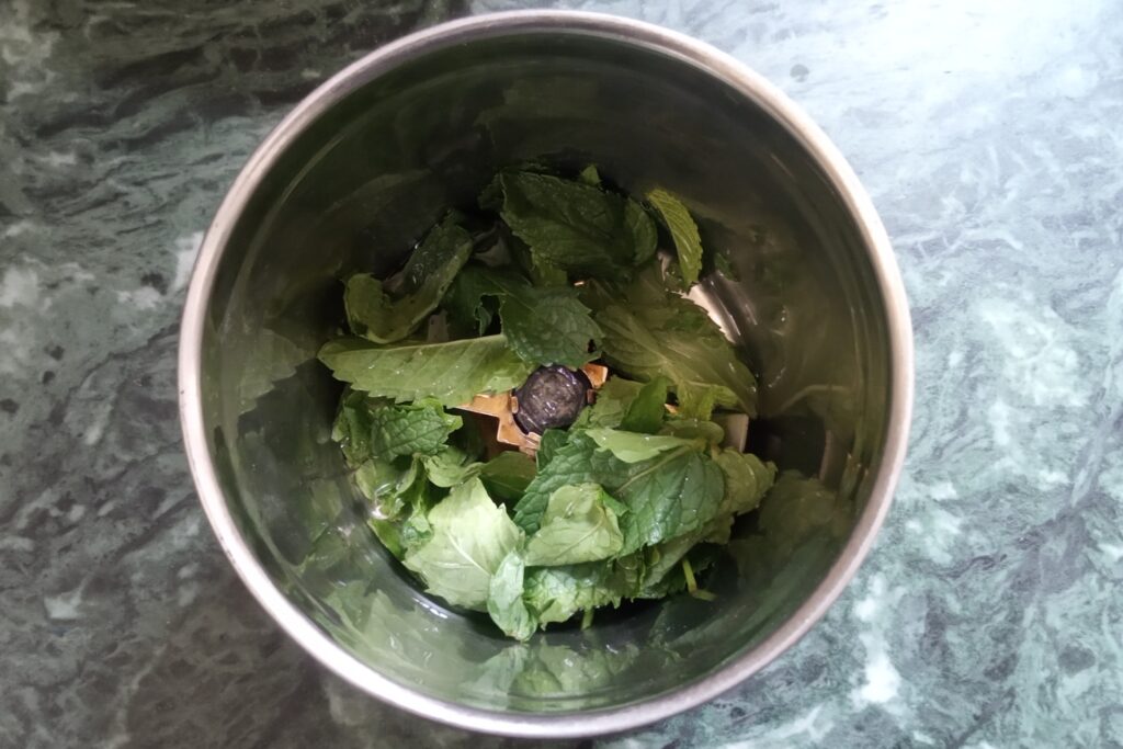 mint leaves in a jar