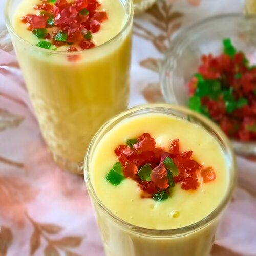classic mango milkshake served in glasses