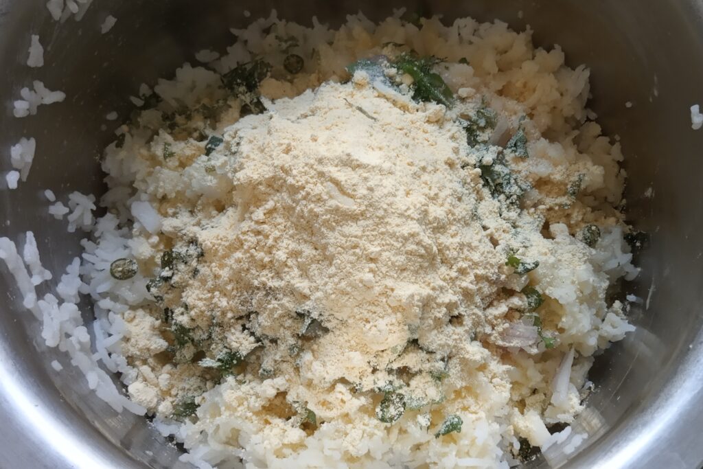 adding gram flour to other ingredients