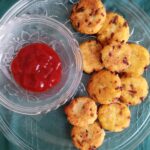 rice cutlet recipe served with tomato ketchup