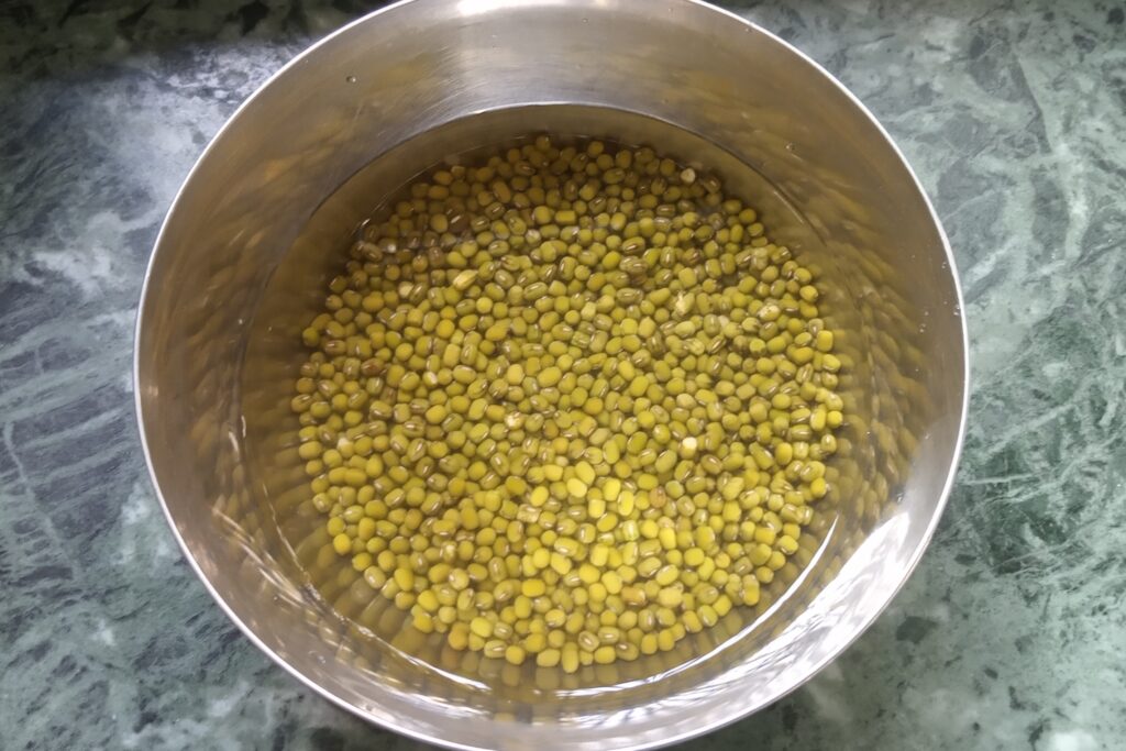 green gram soaked in water