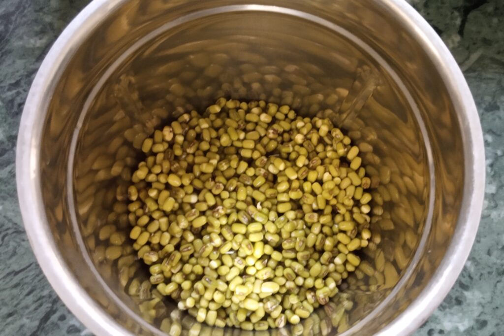soaked green gram in a jar