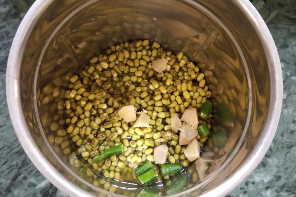 green chili ginger and water added in jar