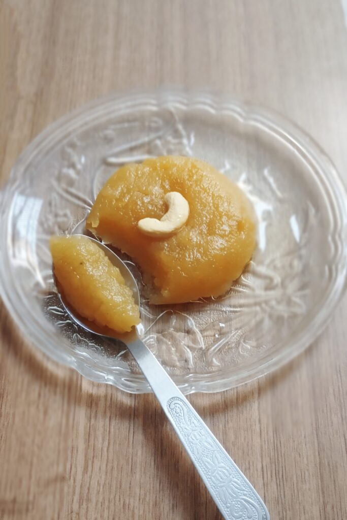 warm aloo ka halwa bite is ready