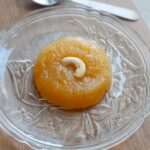 aloo halwa recipe served in a plate