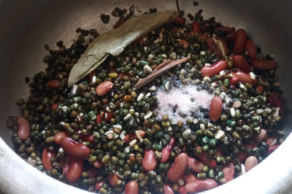 whole spices and salt added 