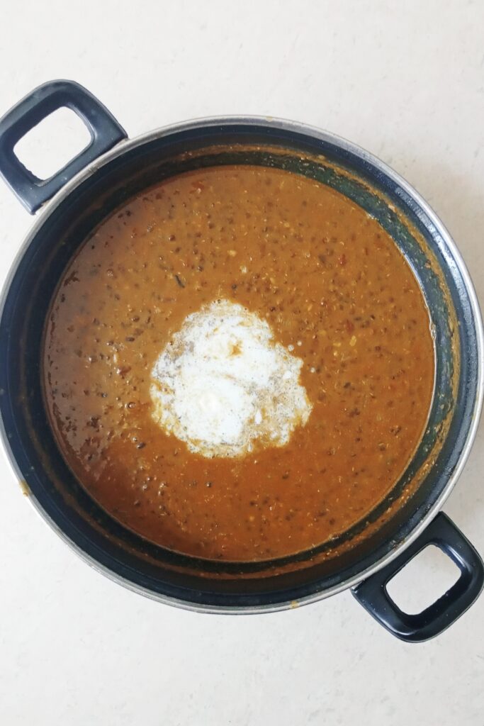 top shot of dal makhani recipe with butter