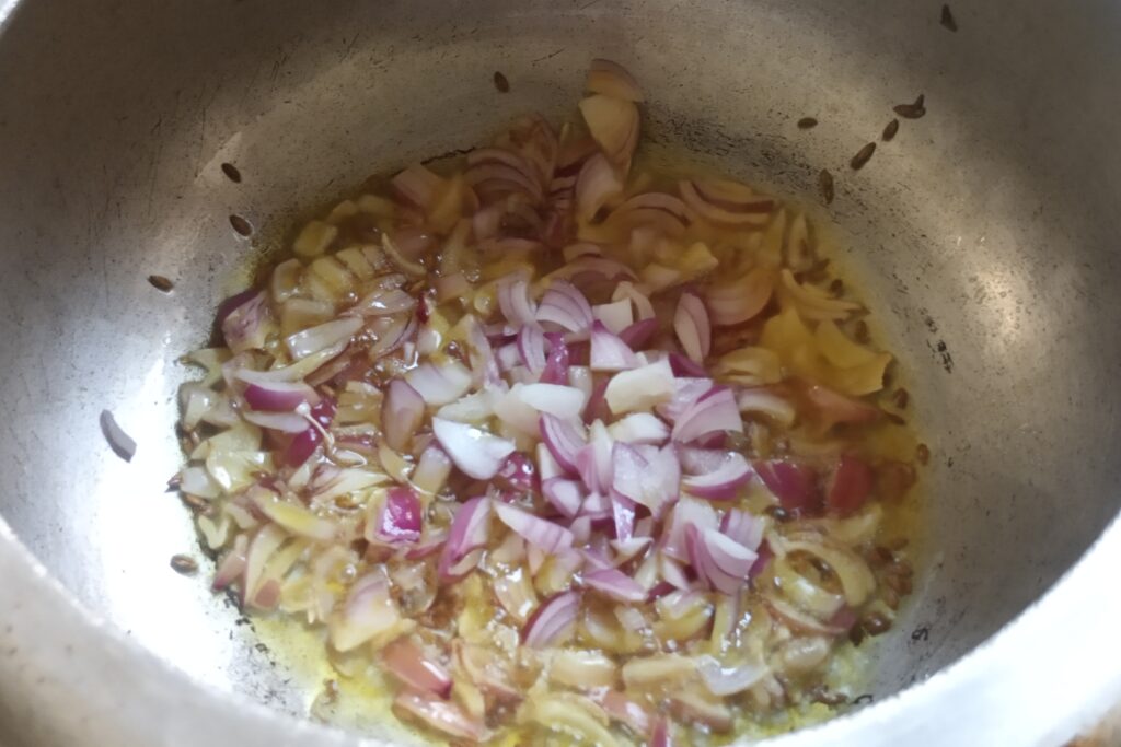 add chopped onions to saute