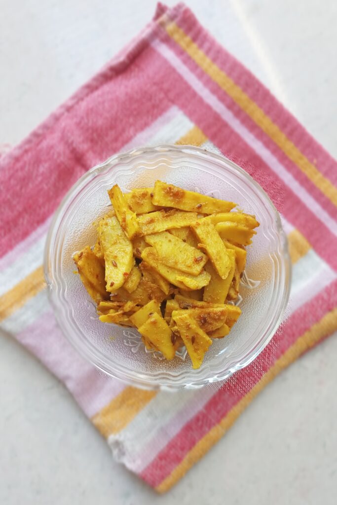 top shot of arbi sabzi recipe