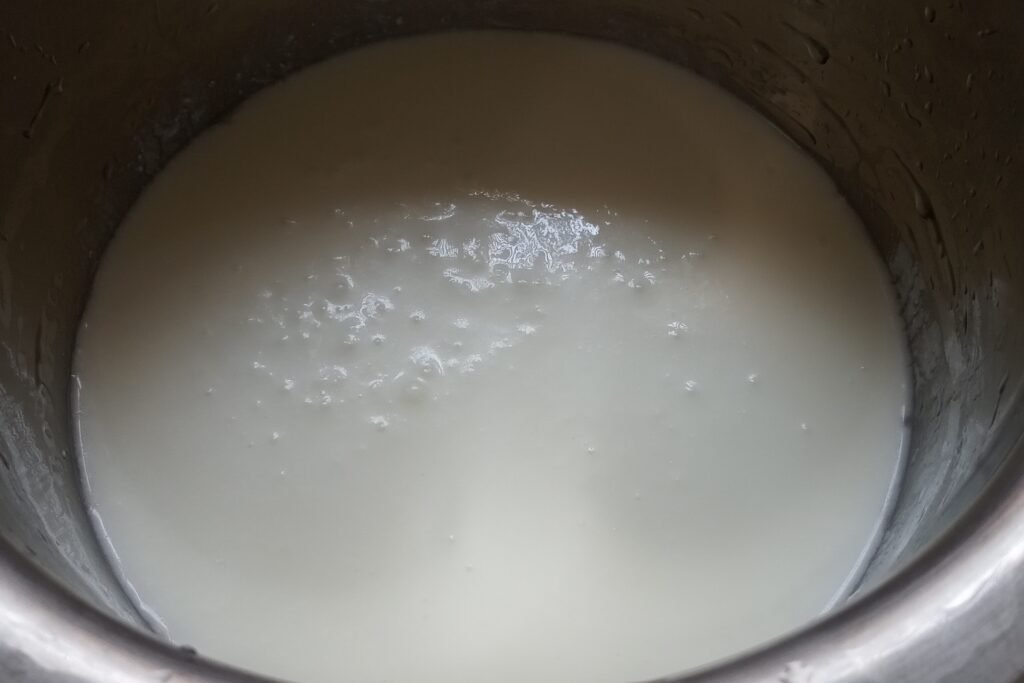 whisked curd in a bowl