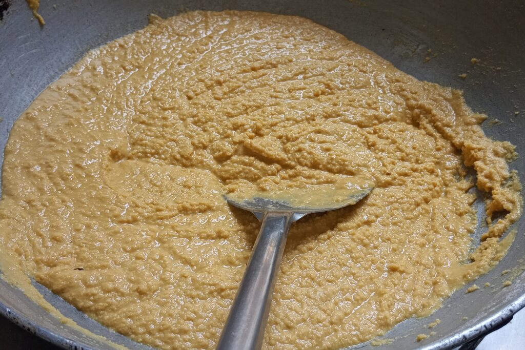 cooking besan until aromatic