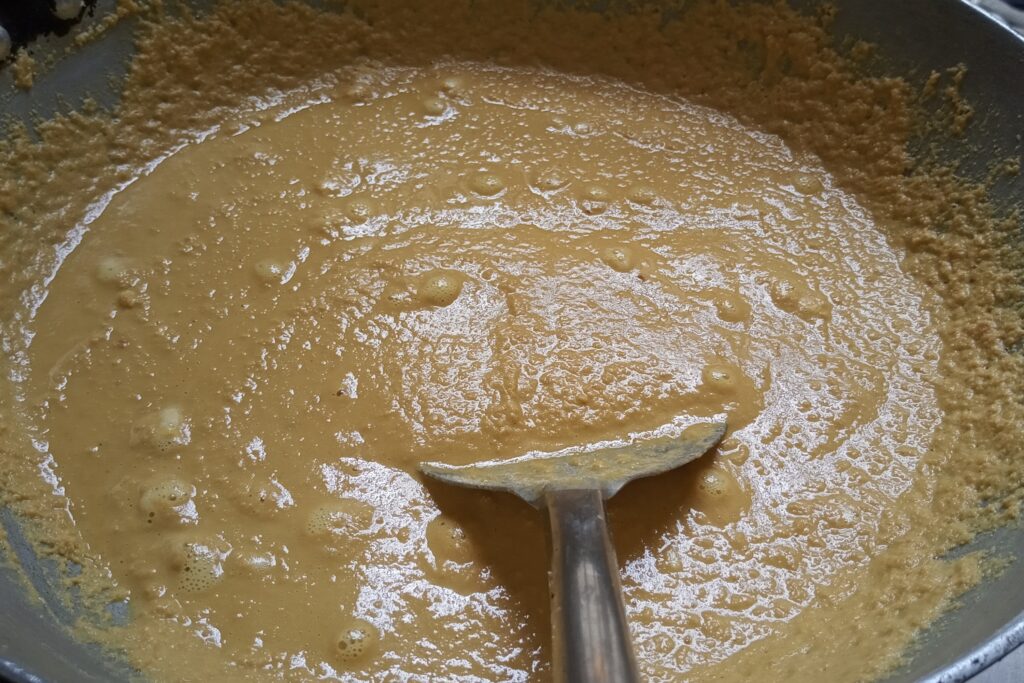the gram flour releases ghee