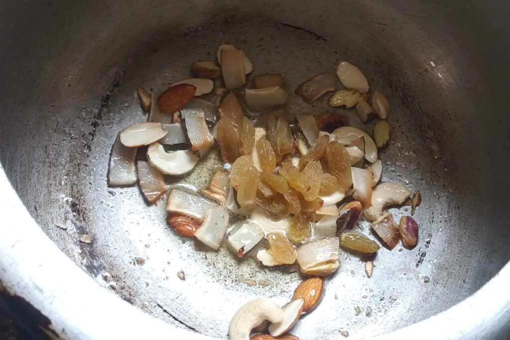 sauteing raisins with the nuts