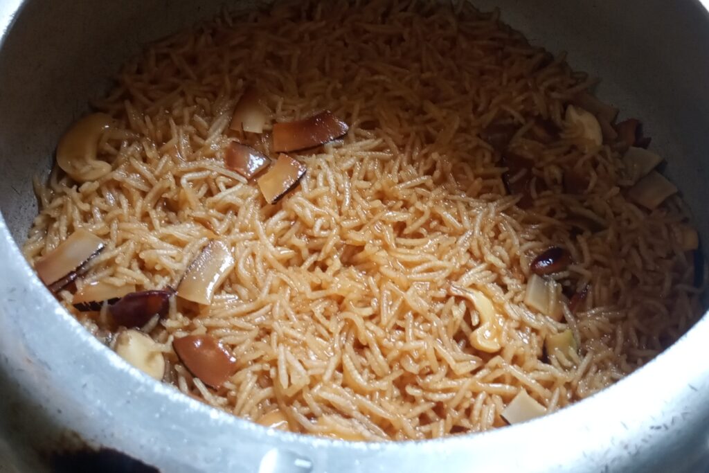 the gur ke chawal is cooked 