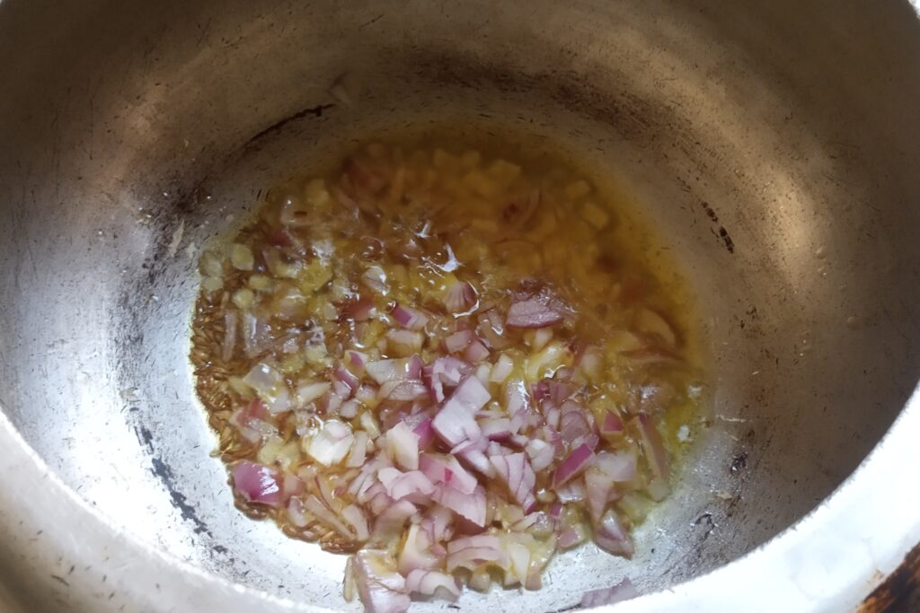 sauteing chopped onions in oil