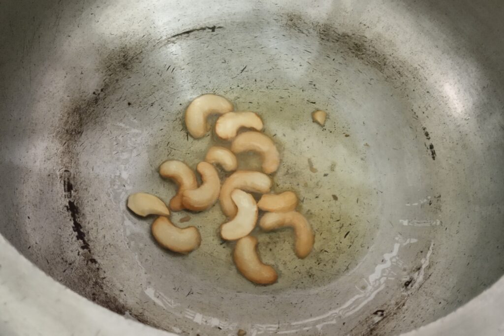 the cashews sauteed to golden 