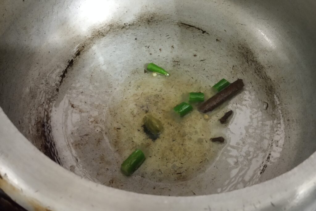 tempering spices and green chili