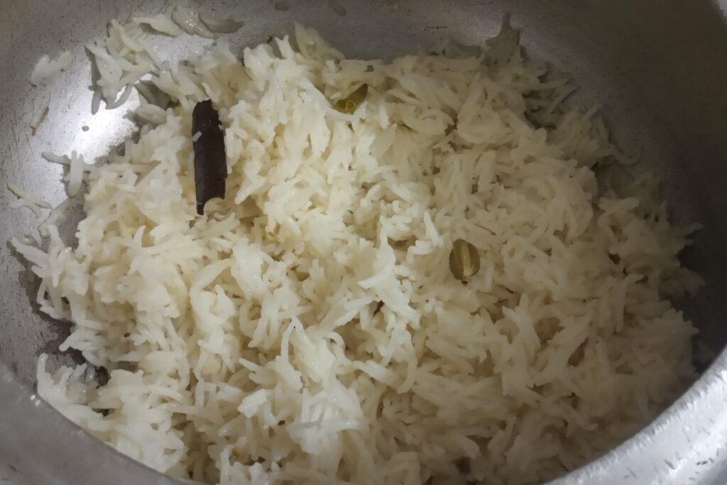 the one pot ghee rice is cooked